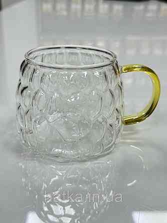 Кухоль чашка Olens "Розсвіт" 450 мл 8030-272 прозорий із жовтою ручкою Київ