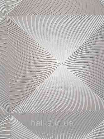 Шпалери вінілові на флізеліні Sintra Simmetria геометрія фігури ромби смуги 3д сірі білі срібло 524749 Київ