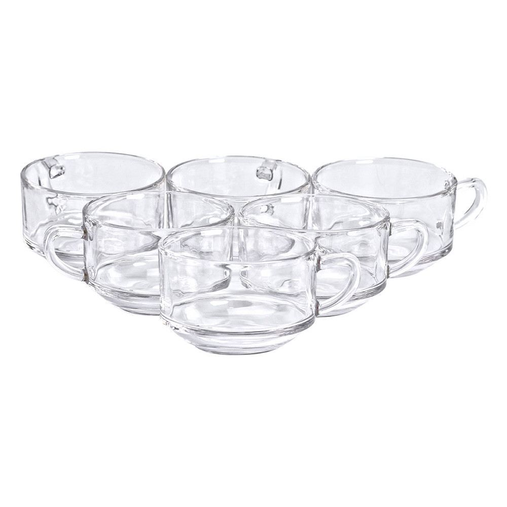 Yiwu Набір чашок 6 шт для чаю та кави по 270 мл скляні прозорі HP-YH-69 Киев - изображение 3