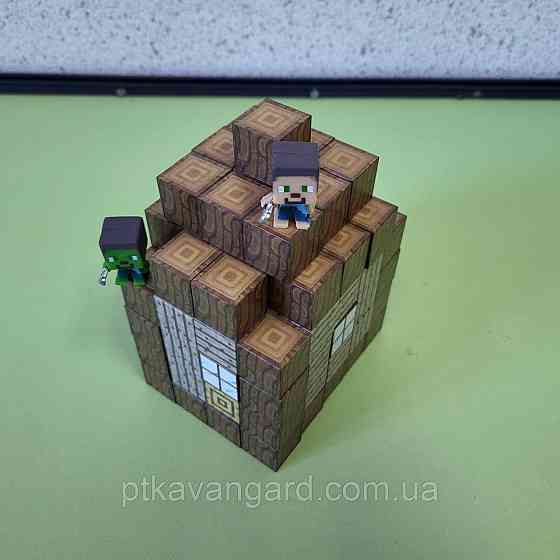 Конструктор магнітний майнкрафт 81 магнітних блоків дерев'яний будинок Стіва Dream World LZCK 031 Хмельницький