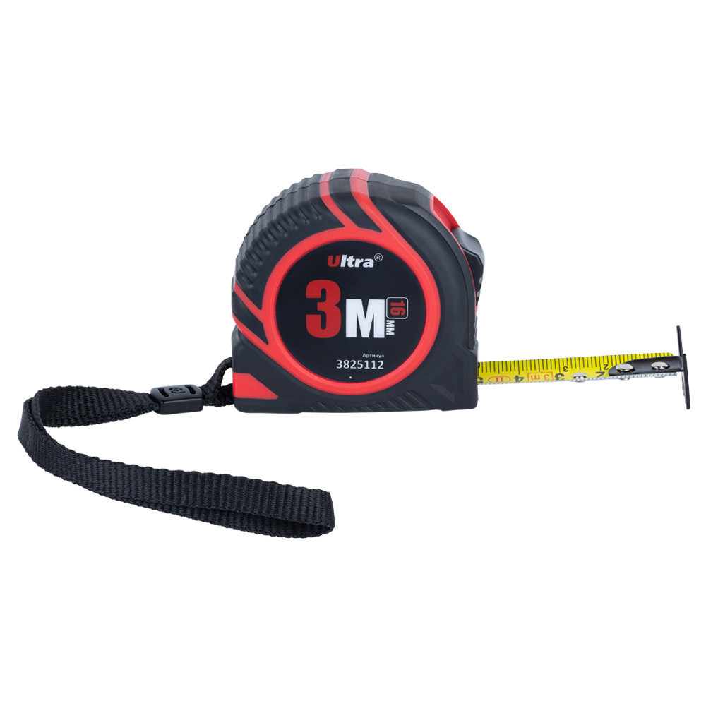 Рулетка обрезиненная с нейлоновым покрытием полотна 3м×16мм ULTRA (3825112) Киев - изображение 2