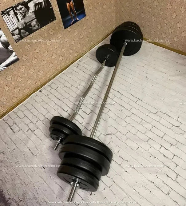 Скамья для жима ReadMeBlack + 4 грифа + 100 кг дисков Гантели, гири, штанги и диски АВС пластик комплект Киев - изображение 6