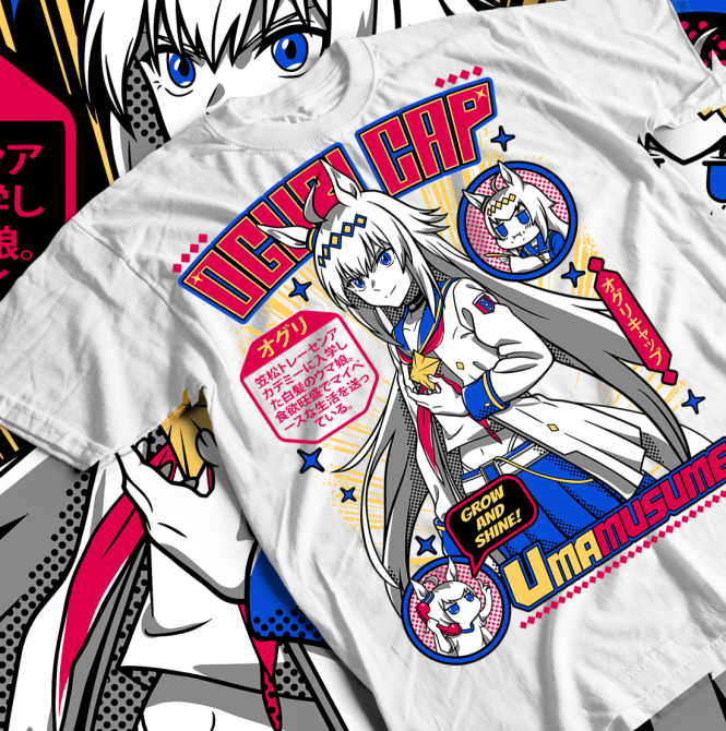 Футболка мужская аниме Огури Кап Ума Мусуме оверсайз (S/M/L) Черний AnimeJ0001 Днепр - изображение 9