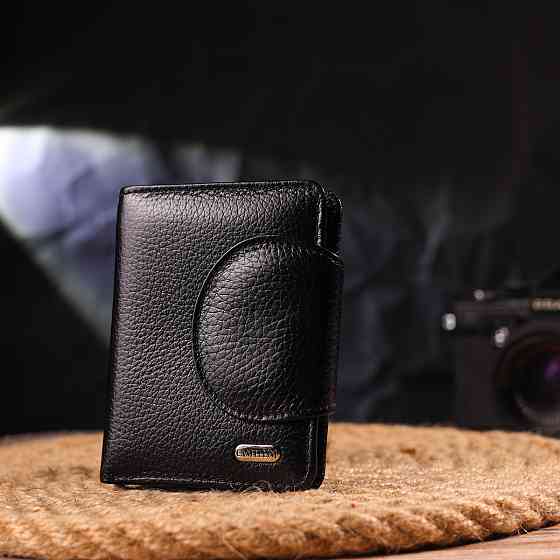 Удобный небольшой женский кошелек из натуральной кожи CANPELLINI 21668 Черный Киев