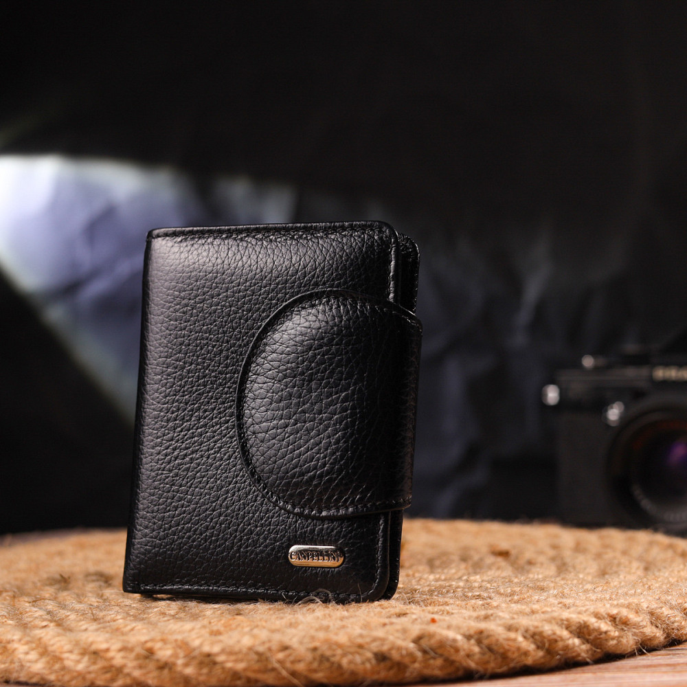 Удобный небольшой женский кошелек из натуральной кожи CANPELLINI 21668 Черный Киев - изображение 3