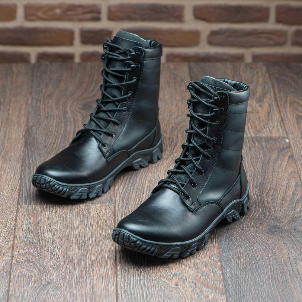 Тактичні берці чорного кольору, шкіряні, прошиті Харків - фото 1
