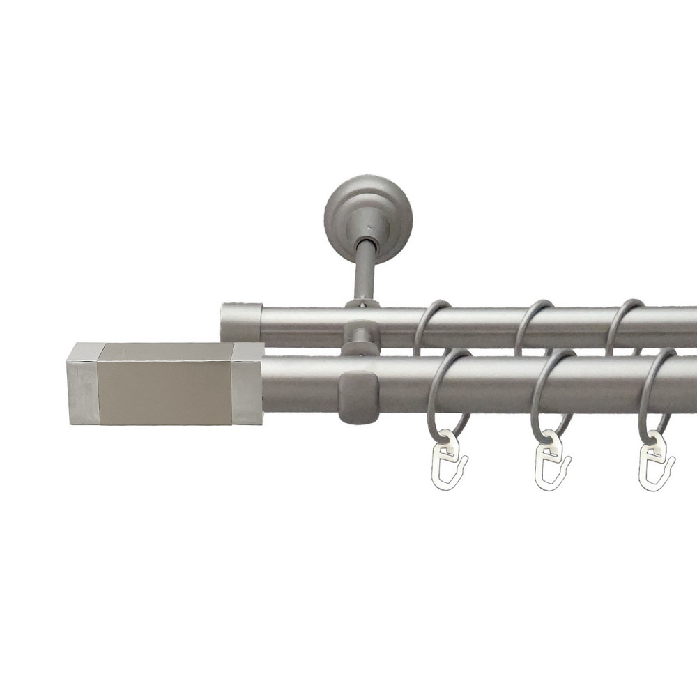 Карниз Orvit Квадро металевий дворядний відкритий гладка труба кільце металеве Сатин 25\19 мм 300 см Львов - изображение 1