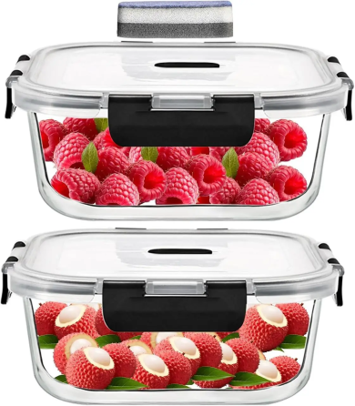 Ланч-бокс скляні контейнери для їжі Glass Containers 520мл 2шт Луцк