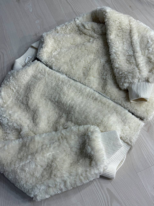 Шуба женская Lady Yep 10016 мех тедди бомбер короткая оверсайз молочная, молочний, 44 Киев - изображение 3