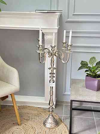 Подсвечник напольный металлический на 5 свечек 94,5х 50 см  «Корона»  серебряный  металл Киев