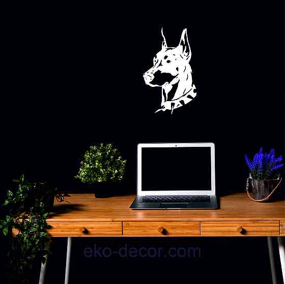 Декоративное настенное Панно «Доберман», Декор на стену 90*55 см, Белый Киев