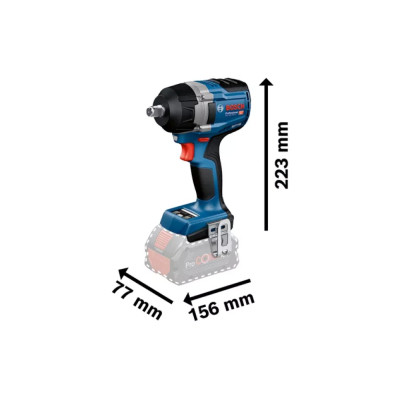 Гайковерт Bosch GDS 18V-750C 18V, 2x8Ah, до 3000об/хв, 270/380/750Нм, квадрат 1/2&quot;, кейс, Bluetooth 1.7кг (0.601.9L9.002) Вінниця - фото 3