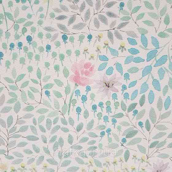 Шпалери флізелінові дитячі еко Lutece Tartine et Chocolat ніжні квіти рожеві листочки бірюзові блакитні Київ