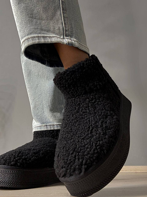 Угги женские Hengji 37-1 с мехом тедди на платформе черные, 40, 25 см Киев - изображение 7