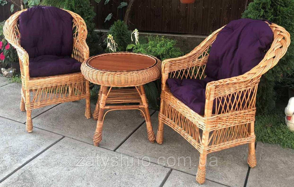 Плетені меблі з накидками |  Меблі з лози з круглим столом | меблі плетені подарункові Київ - фото 3