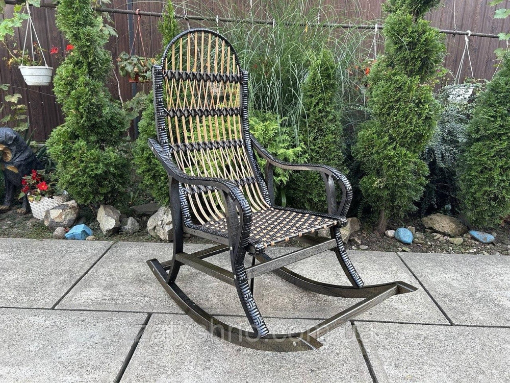 Крісло качалка чорна з червоною накидкою Київ - фото 6