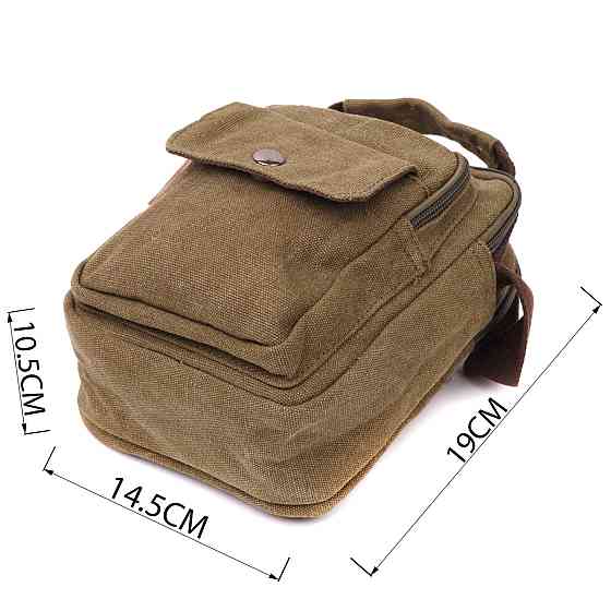 Интересная небольшая мужская сумка из плотного текстиля Vintage 22219 Оливковый Киев