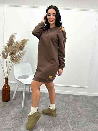 Повседневное теплое платье с булавкой Moana батал 50-52, Шоколадный Киев