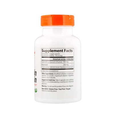 Вітамінно-мінеральний комплекс Doctor's Best Кверцетин і Бромелайн, Quercetin Bromelain, 180 капсул (DRB-00029) Вінниця - фото 2