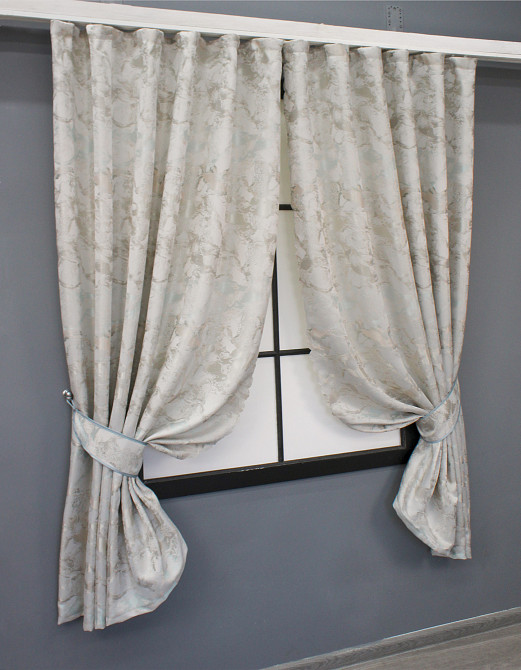 Комплект коротких штор VR-Textil Жаккард Мрамор Al3 № 1599ш Молочный с бежевым 130х170 см 2 шт (35-0280) Киев - изображение 2