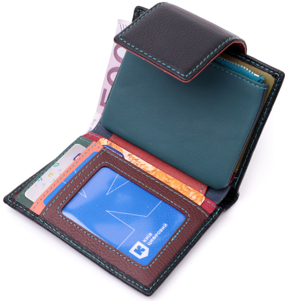 Портмоне для женщин в классическом цвете с интересной монетницей ST Leather 19449 Черный Киев - изображение 6