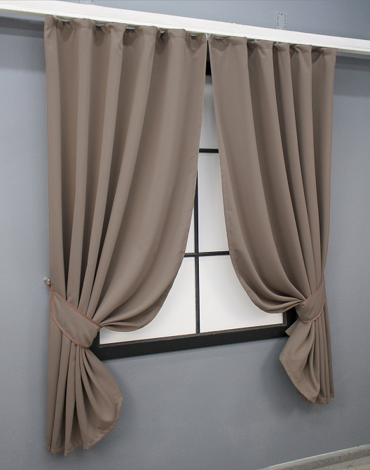 Комплект коротких штор VR-Textil Блэкаут Midnight № 1673ш Капучино 140х170 см 2 шт (35-0326) Киев - изображение 2