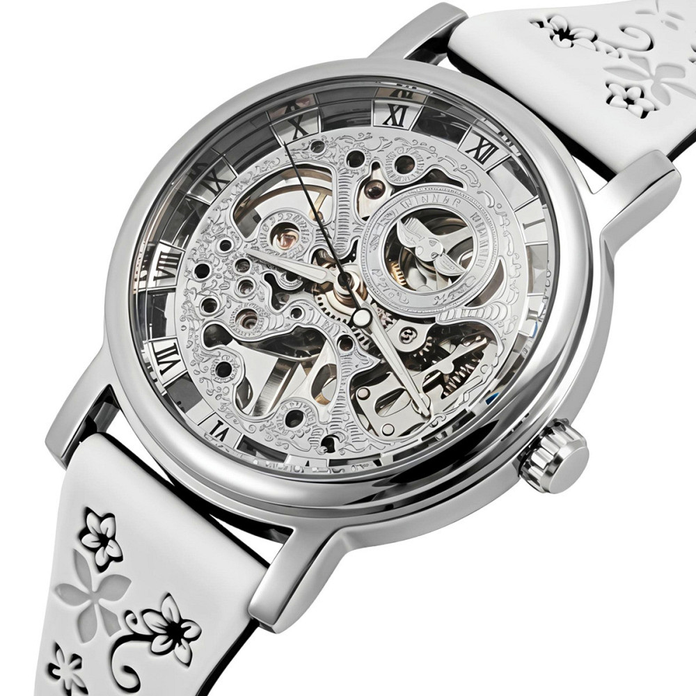 Годинник жіночий механічний Winner Silver White Flower (2 ремінці) Вінниця - фото 8