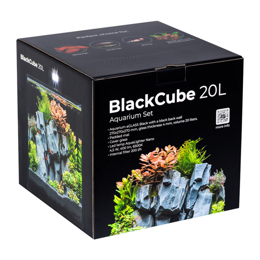 Аквариумный набор BlackCube 20 литров, с черной задней стенкой, 27х27х27 см, стекло 4 мм. Киев - изображение 3