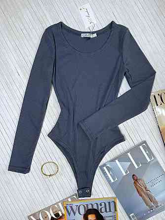 Стильне жіноче боді з високоякісного турецького рубчика мустанг. Графіт, 42 Одеса