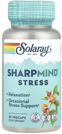 Таблетки от нервов и стресса Solaray SharpMind Nootropics Stress  30 вег капс Киев