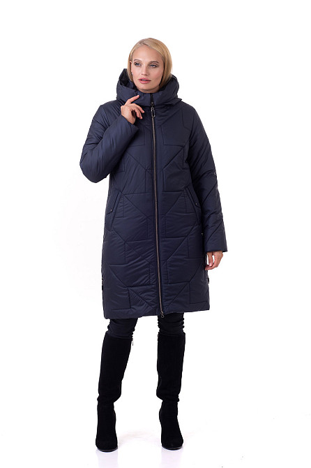 Синій пуховик без хутра — нова колекція зимового одягу Київ - фото 4