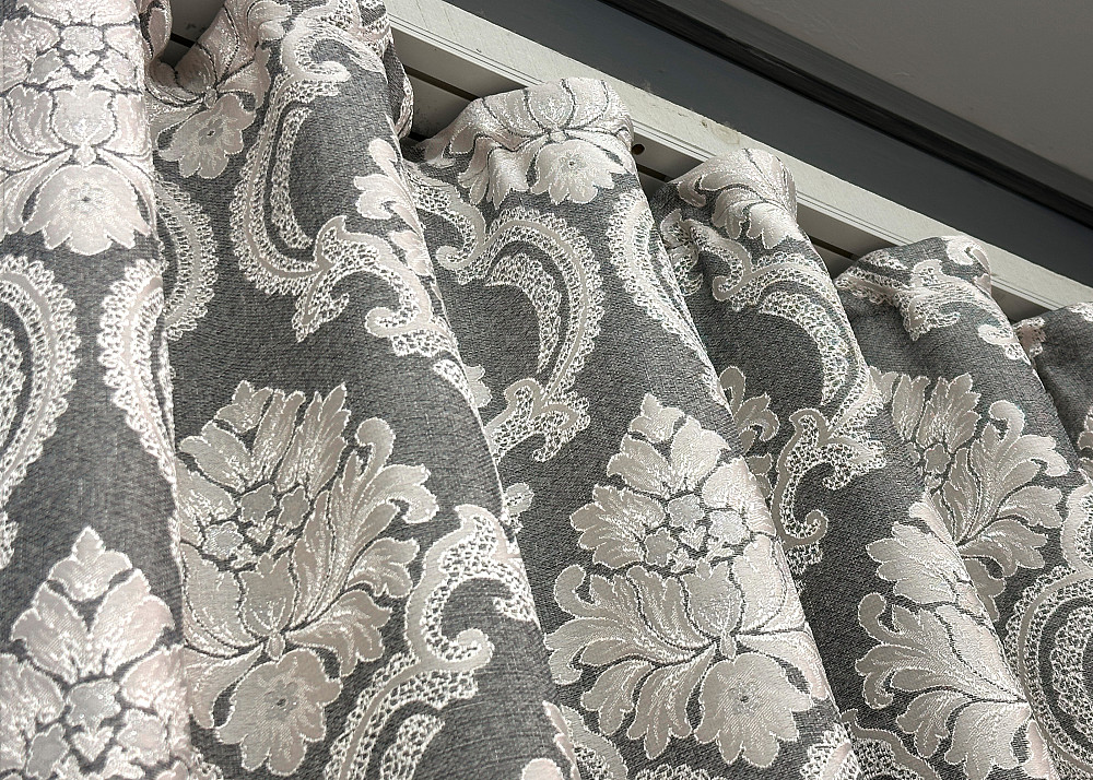 Шторна тканина, льон, колекція "Корона Марія" висота 28 м колір графітовий з світло-бежевим 1266ш Київ - фото 5