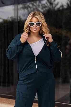 Жіночий трикотажний костюм зі штанами палаццо "Alicante"  | Норма і батал Смарагдовий, 54-56 Київ