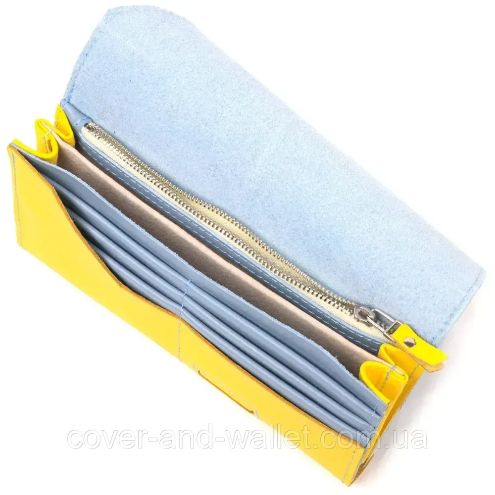 Великий червоний жіночий гаманець ручної роботи на магнітах Grande Pelle Festa Київ - фото 7