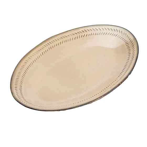 Тарілка сервірувальна кругла порцелянова 27.5 см бежева HP23377 Коломыя