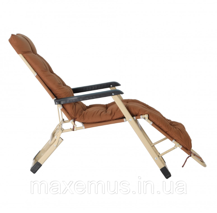Раскладное кресло шезлонг туристический Bonro 178 см Садовый лежак пляжный шезлонг + подушка коричневый Мостиська - фото 13