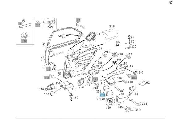 Mercedes-Benz  A2207300989 1434 Накладка бежева на попільничку задніх лівих дверей S-class short W220 S-class long V220 Одеса