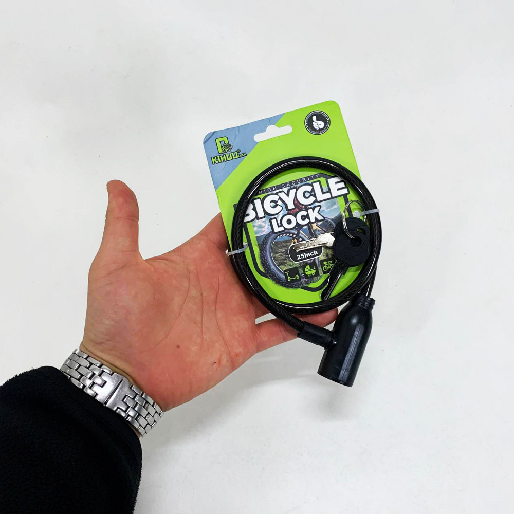 Замок велосипедный KIHUU LOCK 801, 8*65 тросовый, 2 ключа. Цвет: черный PM-61 Львов - изображение 2