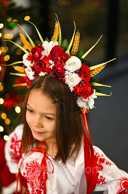 Віночок український вишневий сценічний зі стрічками Кривий Ріг - фото 9