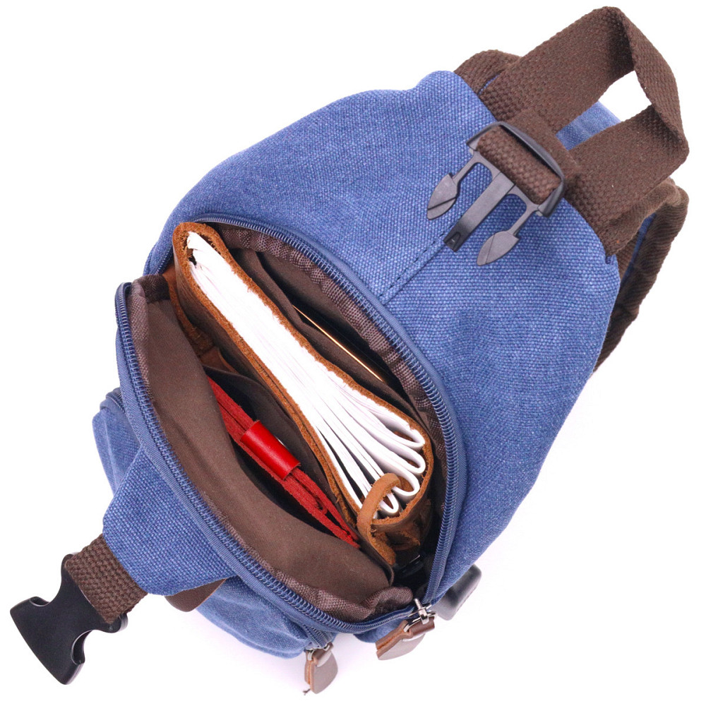 Сумка з USB кабелем через плече із щільного текстилю 21224 Vintage Синя Київ - фото 5