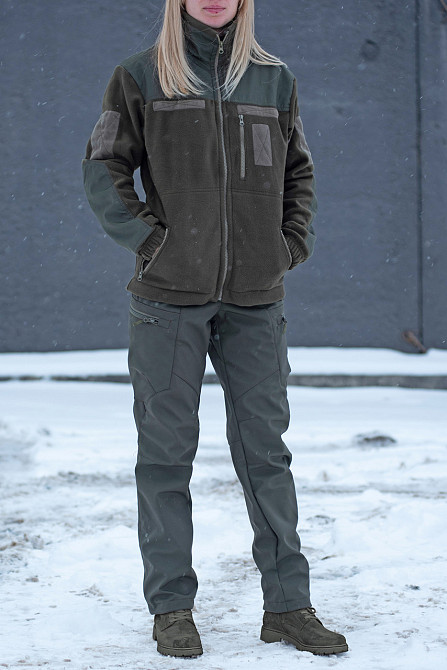 Жіночі тактичні штани Softshell на флісі 46, Олива Запорожье - изображение 2