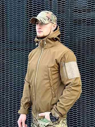Осенняя водоотталкивающая и ветрозащитная куртка койот Softshell тактическая куртка для военнослужащих   WAR Львов
