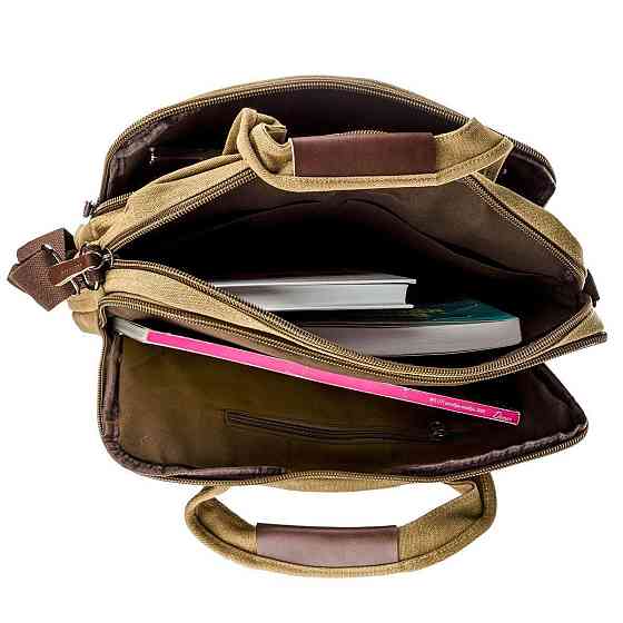 Сумка текстильная для ноутбука на два отделения Vintage 20181 Хаки Киев