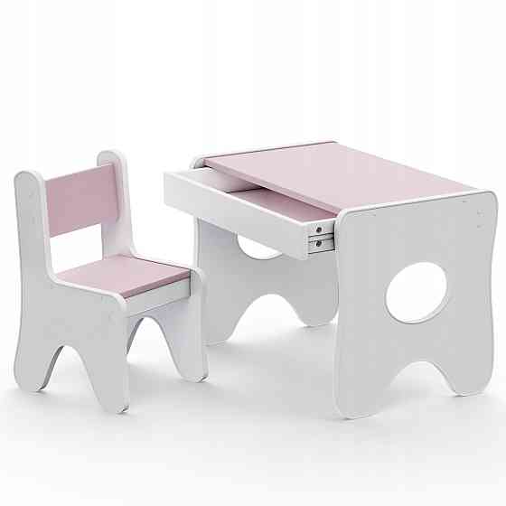 Столик та стільчик для дитини 70×45×51, дитячий гральний стіл та стілець, білий з деревом 1, Рожевий, ламінована ДСП, № 1, ДСП, ДСП Київ