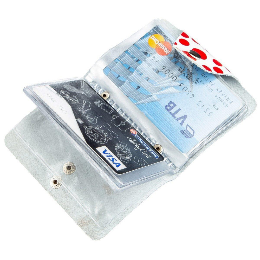 Візитниця шкіряна вертикальна червоний горошок (SHVIGEL) Київ - фото 2