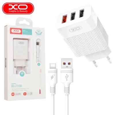 Зарядний пристрій XO 1xUSB QC3.0 18W + 2xUSB 2.4A + cable USB-C white (L72-TC-WH) Вінниця