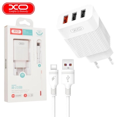 Зарядное устройство XO 1xUSB QC3.0 18W + 2xUSB 2.4A + cable USB-C white (L72-TC-WH) Винница - изображение 4