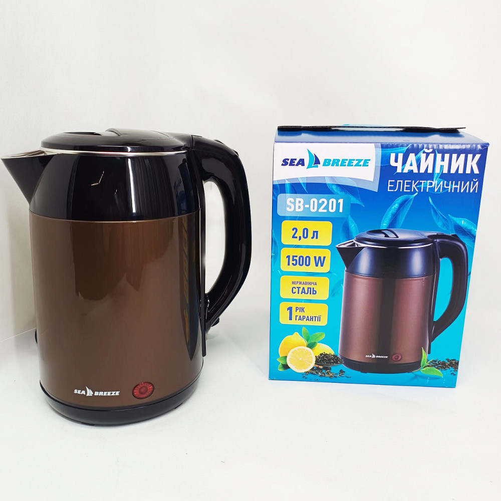 Чайник электрический модный SeaBreeze SB-0201 1.8 л 2000 Вт, Тихий бытовой чайник WA-65 Львов - изображение 10
