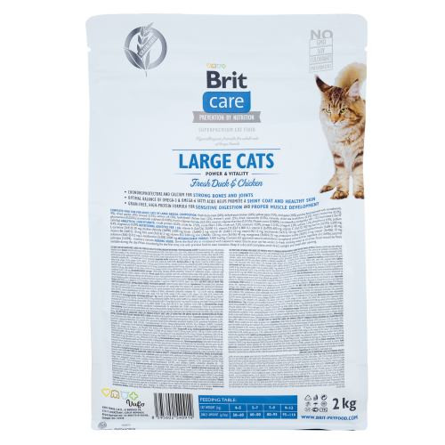 Корм сухий Brit Care Cat Grain Free Large Power Vitality для дорослих котів великих порід з качкою та куркою 2 кг Київ - фото 3