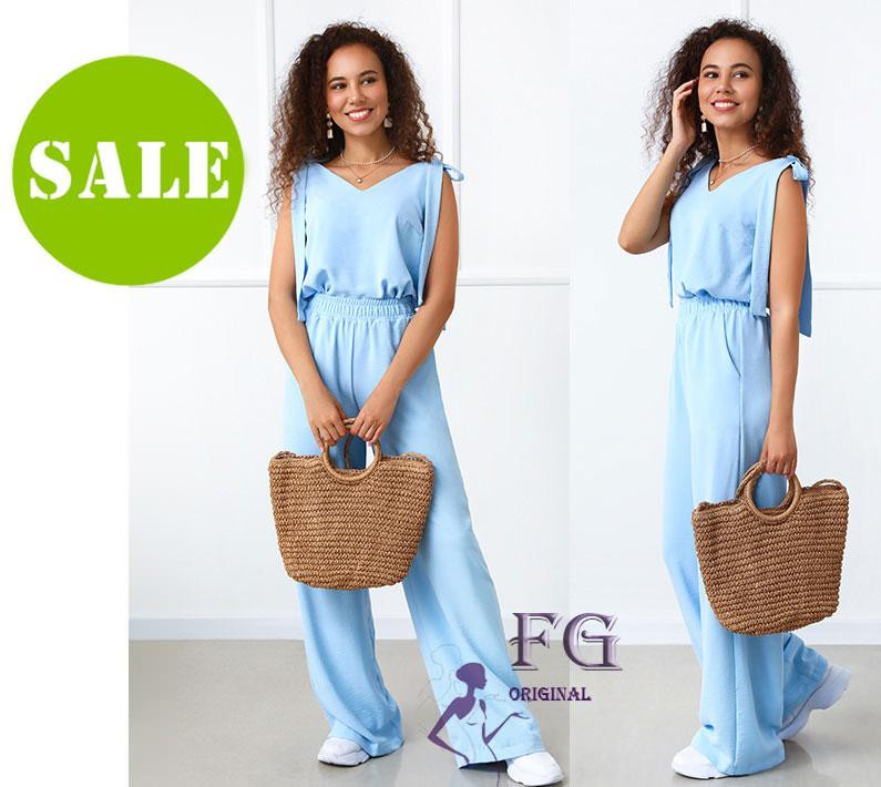 Літній жіночий костюм із широкими штанами "Ясмин" оптом | Норма та батал | Розпродаж моделі Київ - фото 1